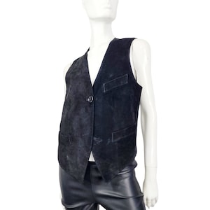 Vintage Black Suede Vest M
