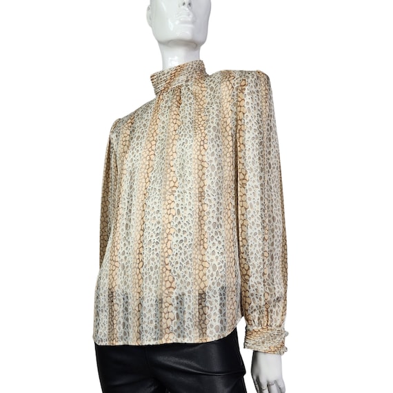 Vintage Notations Animal Print Semi Sheer Blouse … - image 1