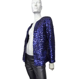 Vintage Blue Sequined Jacket Small