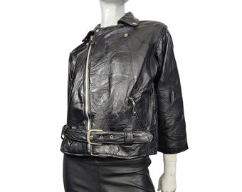 Vintage 1990s First Genuine Leather Biker Jacket / Fall Outerwear
