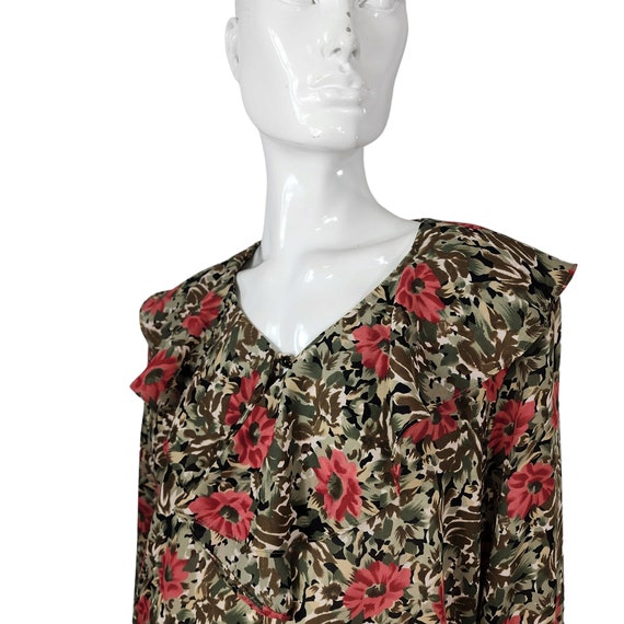 Vintage TRY Floral Ruffle Blouse Large - image 9