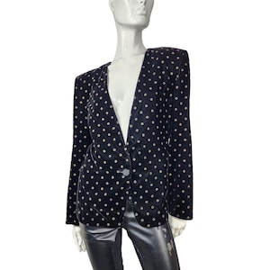 Vintage 80s Black Velvet Blazer with Glitter detail L