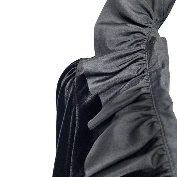 Vintage Black Ruffled Velvet Dress - image 4