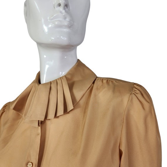 Vintage 80s Jack Winter Tan Blouse Medium - image 9