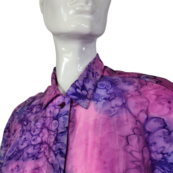 Vintage Silk Pink and Purple Diane Gilman Blouse … - image 3