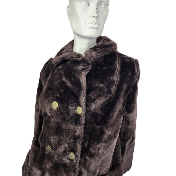 Vintage Malden Brown Fur Plush Coat S/M - image 2