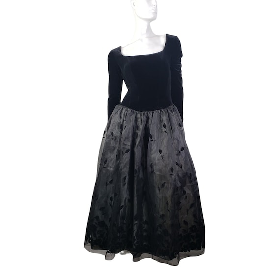 Vintage Scott McClintock Velvet Chiffon Dress Sma… - image 1