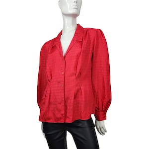 Vintage Oscar de la Renta  Red Blouse Large