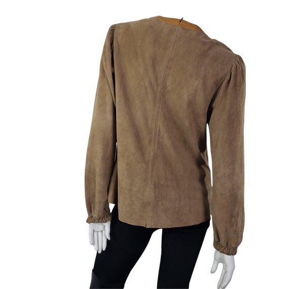 Vintage Glen Arthur Tan Leather Suede Shirt S - image 6