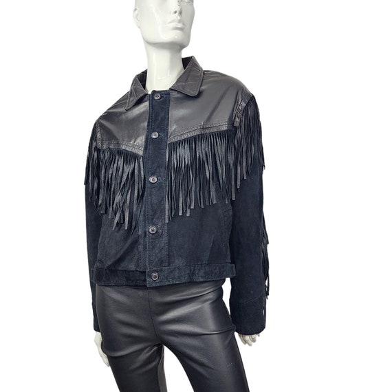 Vintage COSI L'UOMO Leather and Suede Fringe Jack… - image 2