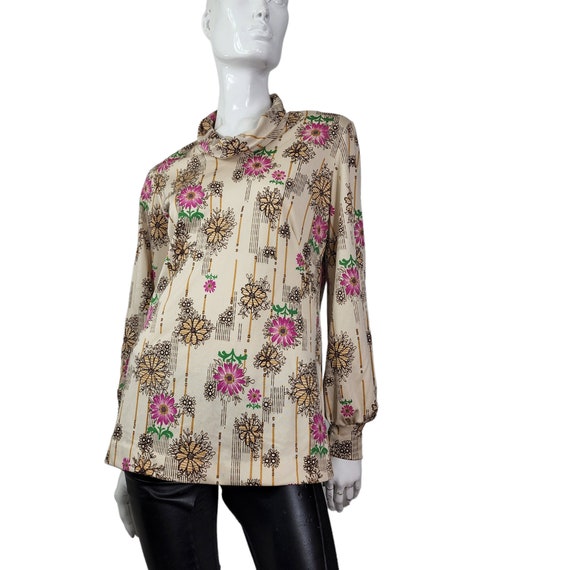 Vintage Floral Stretch Shirt Large - image 3