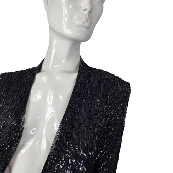 Vintage Black Beaded Blazer Jacket - image 3