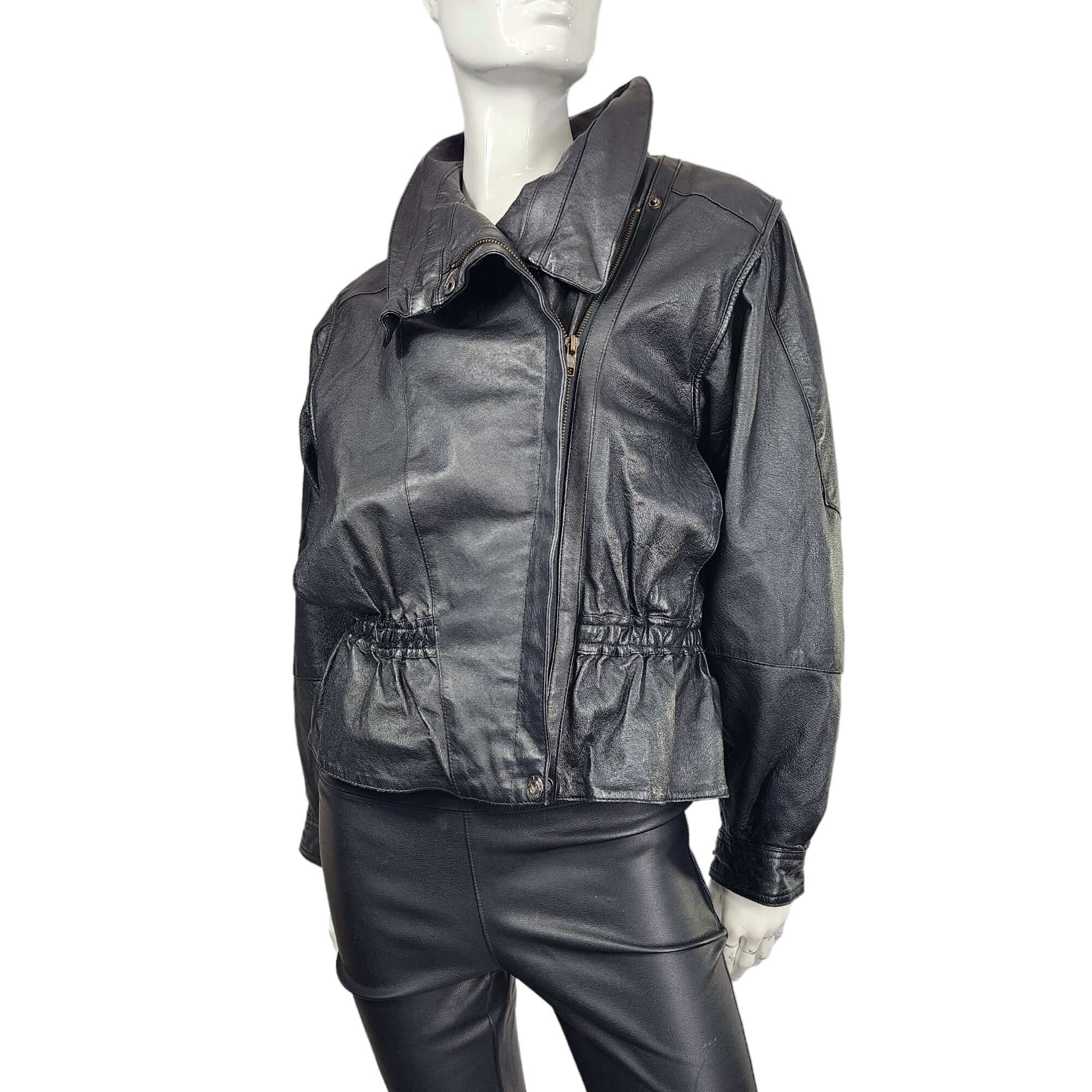 Vintage 80s 90s the New Age Black Leather Jacket M - Etsy Vintage 80s 90s the New Age Black Leather Jacket M - Etsy