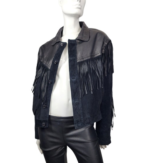 Vintage COSI L'UOMO Leather and Suede Fringe Jack… - image 3