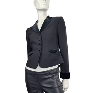 Vintage Tajari Black Blazer with Velvet Trim Small