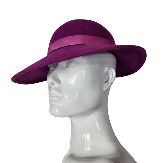 Vintage 80s Fushia Pink Wool Hat - image 1
