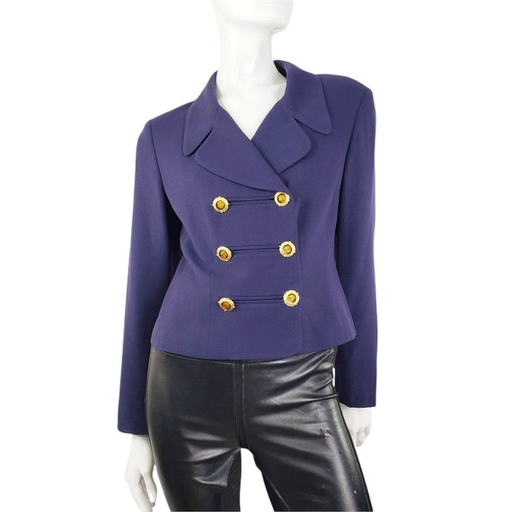 Vintage TAHARI Navy Blue Wool Blazer M - image 1