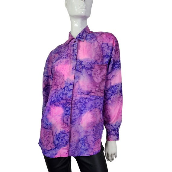 Vintage Silk Pink and Purple Diane Gilman Blouse … - image 2