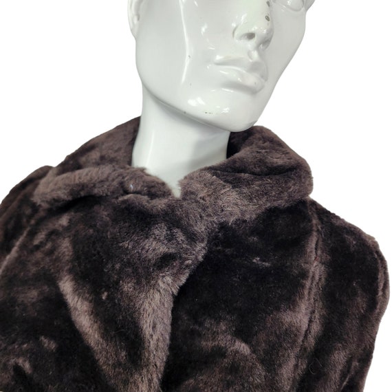 Vintage Malden Brown Fur Plush Coat S/M - image 6