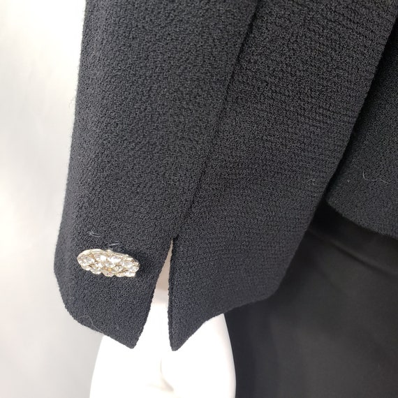 Vintage Laura Ashley Black Wool Blazer with Rhine… - image 6