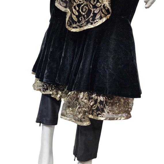 Vintage NewLeaf Black Velvet Dress with Gold XS/S - image 3