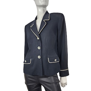Vintage 90s Kasper for A.S.L. Black Blazer with White Trim Medium