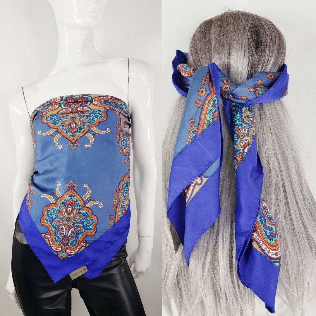 Vintage Tie Rack London Blue Scarf Italy Made Etsy