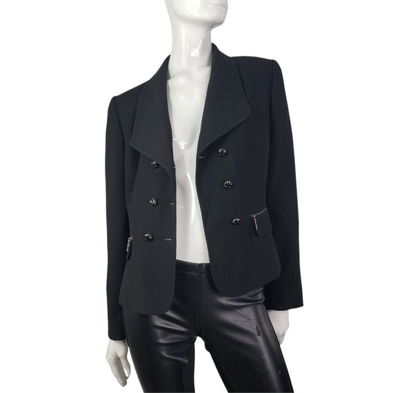 Vintage Tahari Black Blazer with Zippered pockets… - image 4