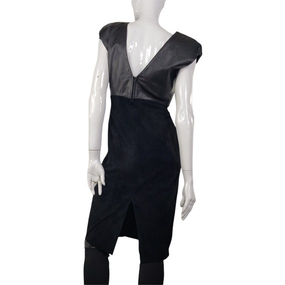 Vintage Black Leather Suede Dress Small - image 4