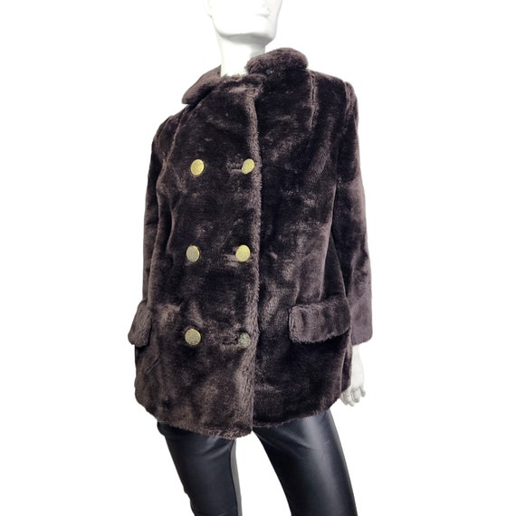 Vintage Malden Brown Fur Plush Coat S/M - image 1