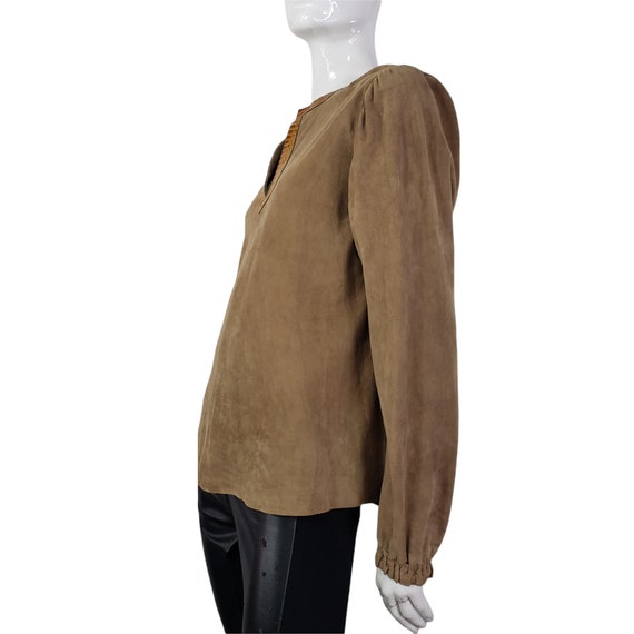 Vintage Glen Arthur Tan Leather Suede Shirt S - image 3