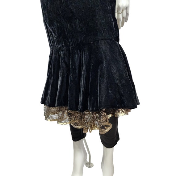 Vintage NewLeaf Black Velvet Dress with Gold XS/S - image 5