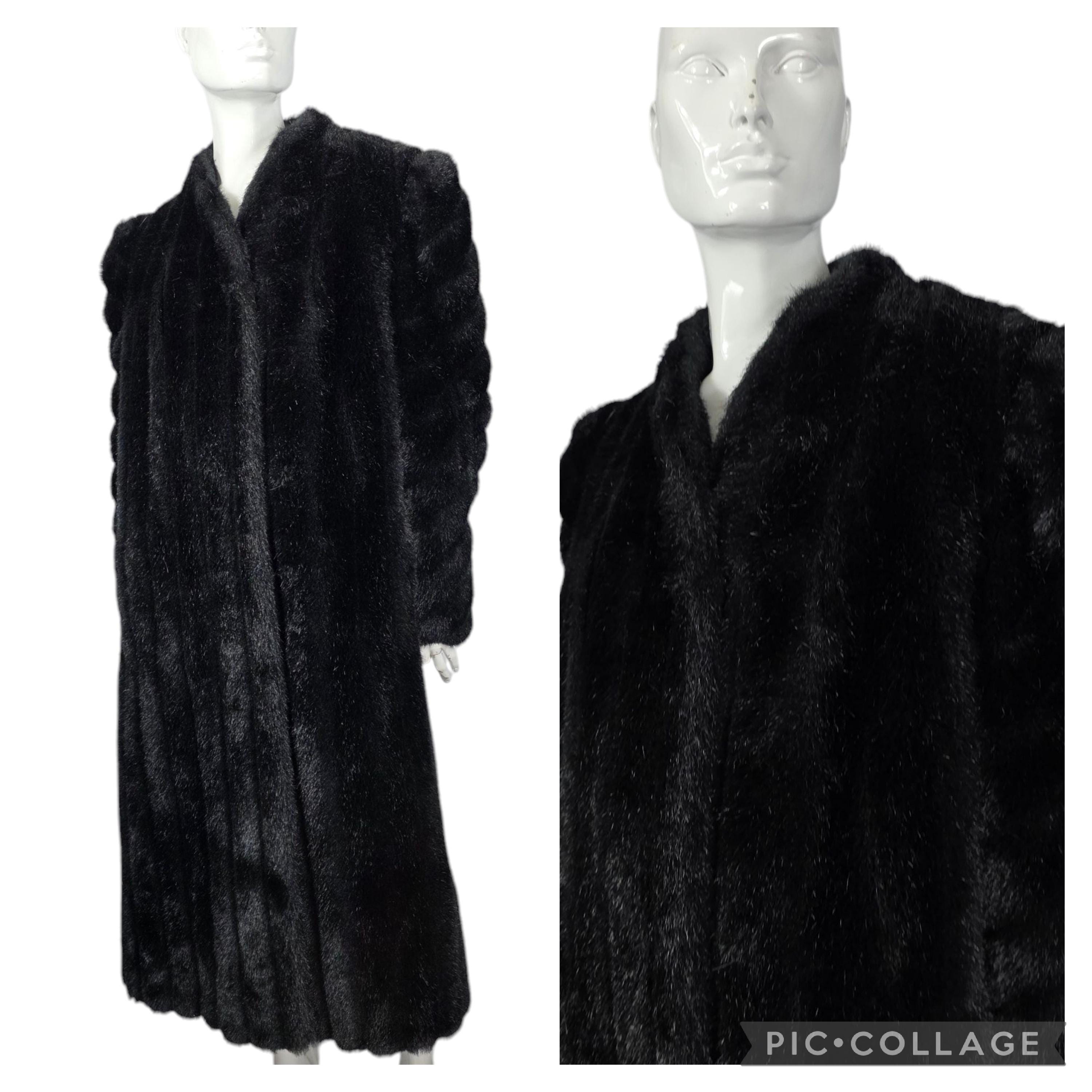 Vintage Faux Fur Long Coat L/XL - Etsy