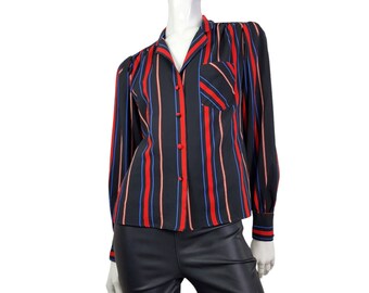 Vintage Josephine Striped Blouse Medium