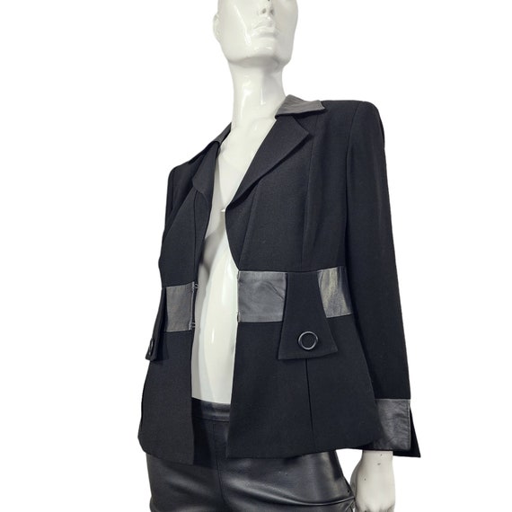 Vintage Black ZELDA Blazer with Leather Detail S/M - image 3