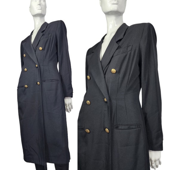 Vintage 80s Long Coat Dress S/M - image 1