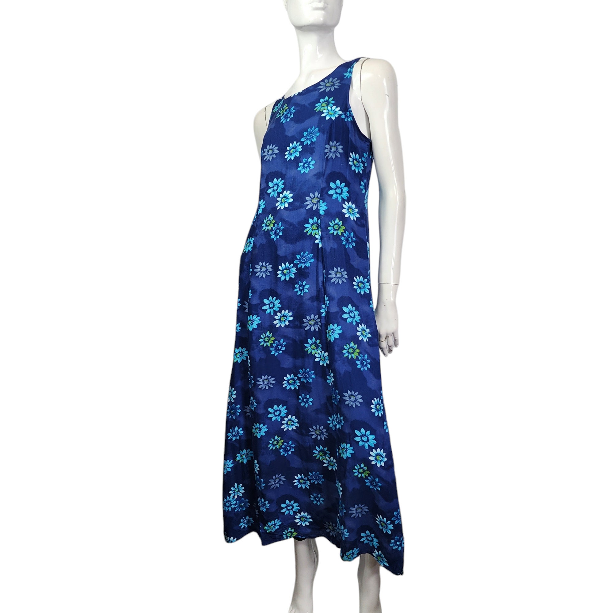 Vintage 90s My Michelle Blue Floral Dress S/M