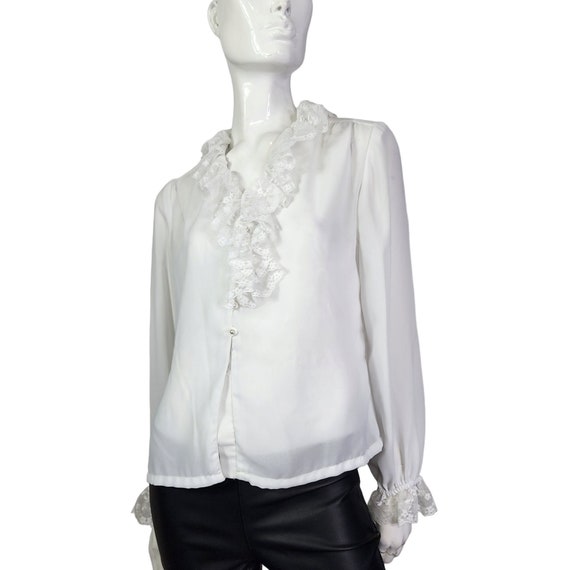 Vintage White Lace Ruffled Collar and Cuffs Blous… - image 2