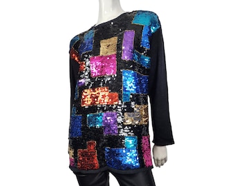 Vintage Regency Collection for Joyce Black Sequined Sweater M/L