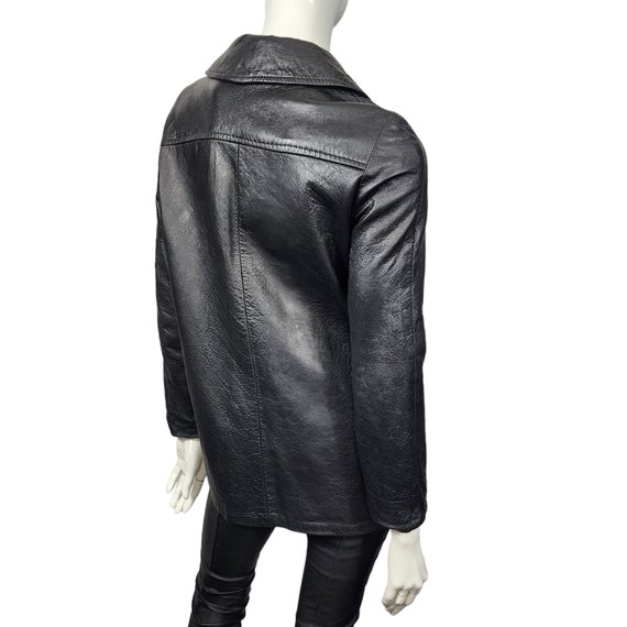 Vintage 70s Black Leather Jacket XS/S - image 6