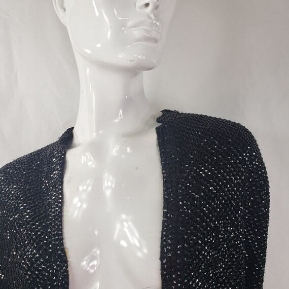 Vintage 60s Black Sequins Cropped Sweater S/M - image 2