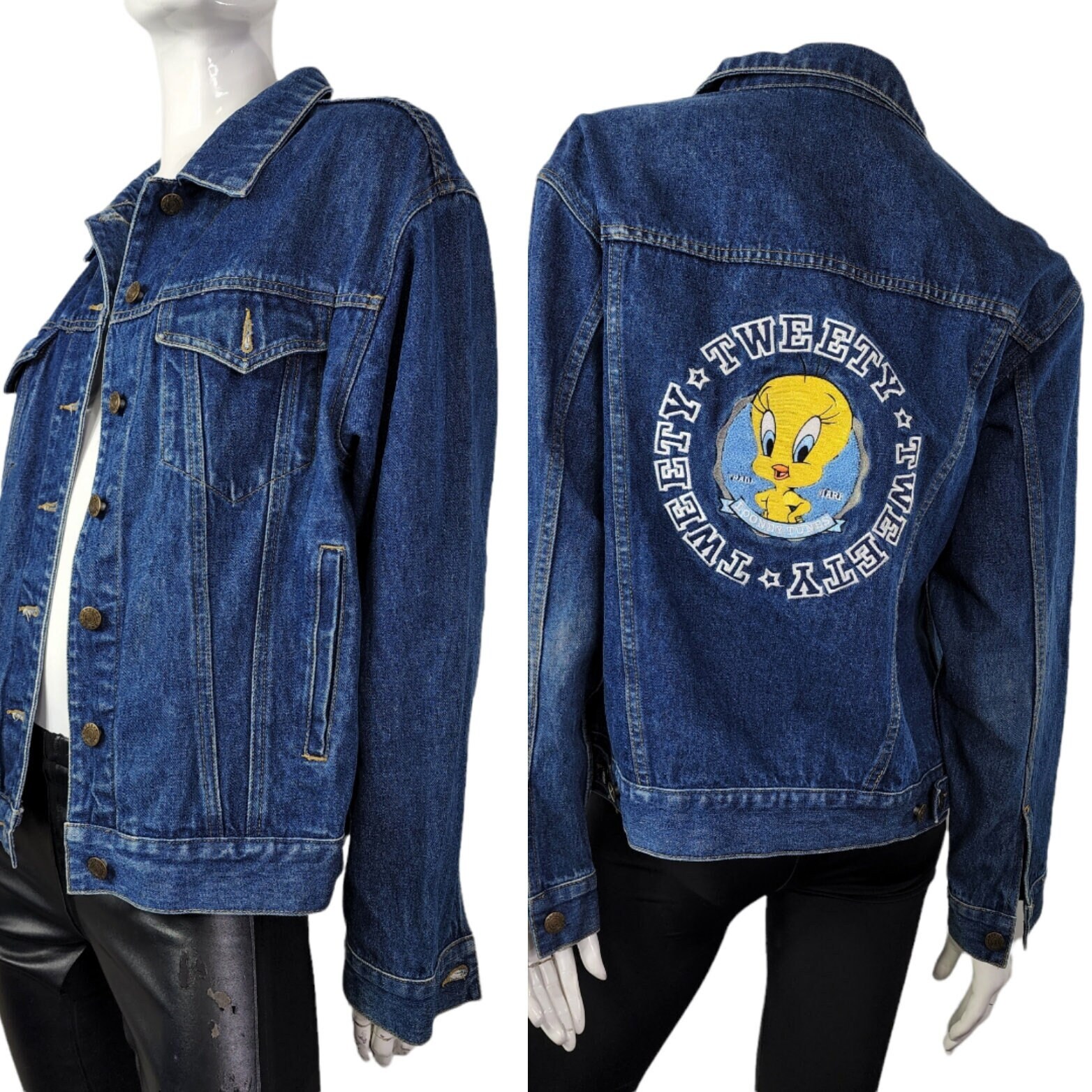 Tweety Bird デニムジャケット 新品タグ付き スパンコールとニコちゃん Tweety Bird デニムジャケット 新品タグ付き スパンコールとニコ