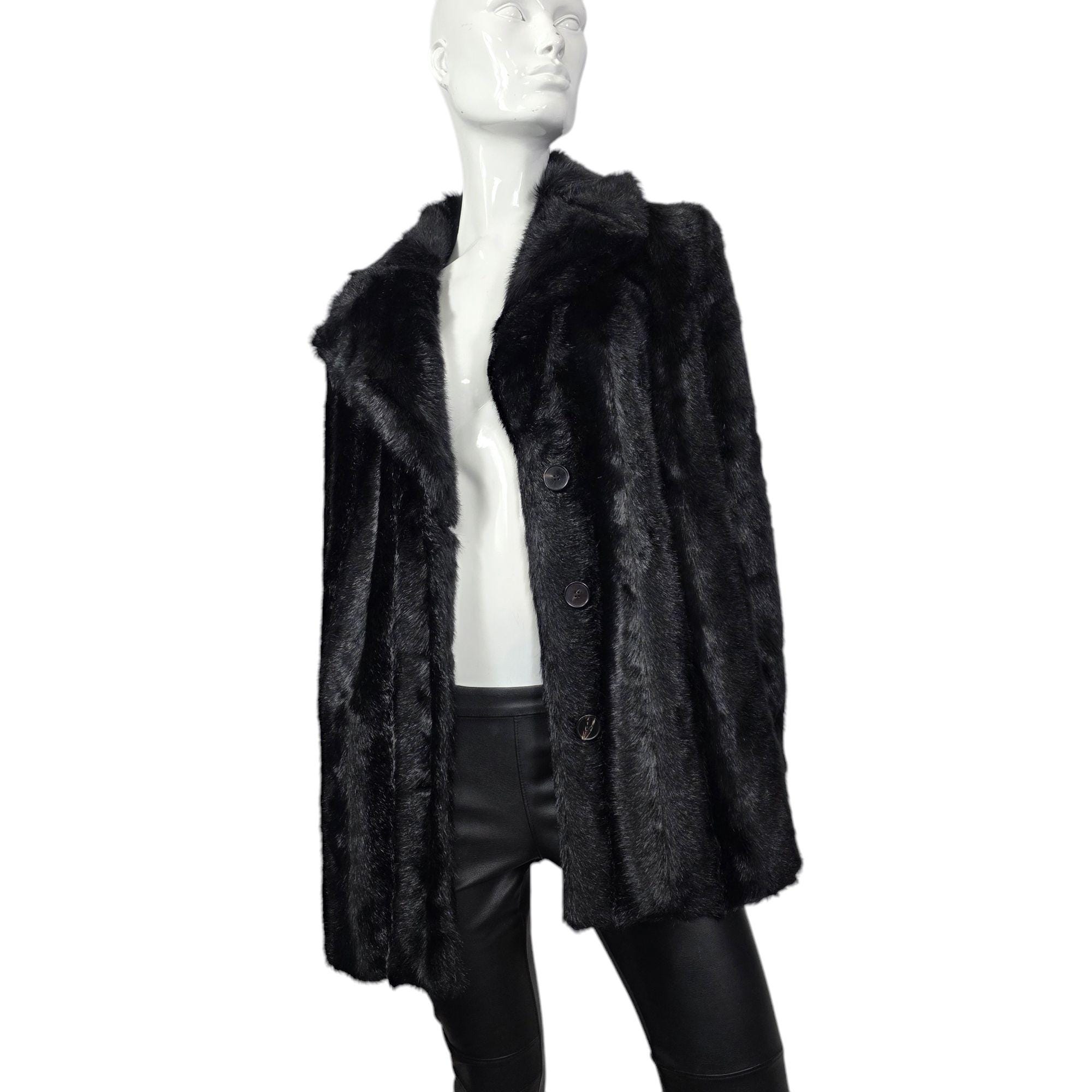 Vintage Y2ak Black Fur Fur Jacket Coet - Etsy Vintage Y2ak Black Fur Fur Jacket Coet - Etsy