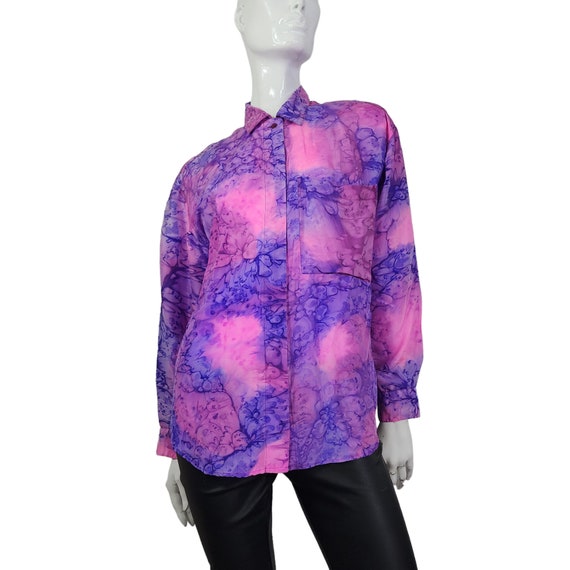 Vintage Silk Pink and Purple Diane Gilman Blouse … - image 4