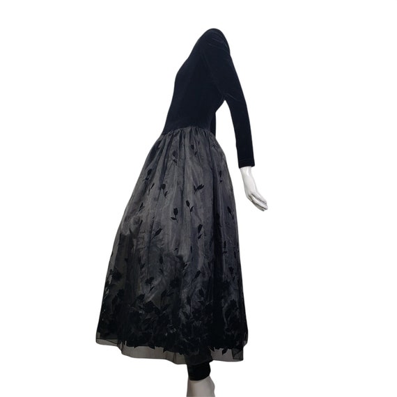 Vintage Scott McClintock Velvet Chiffon Dress Sma… - image 2