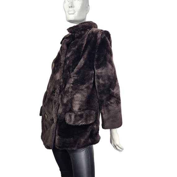 Vintage Malden Brown Fur Plush Coat S/M - image 4