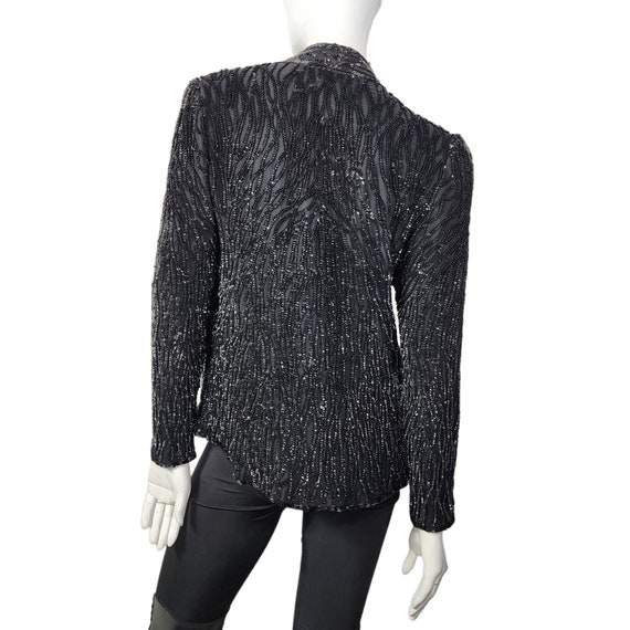 Vintage Black Beaded Blazer Jacket - image 5