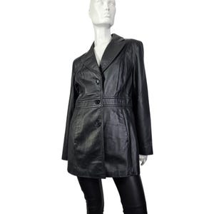Vintage Black Leather Jacket Coat