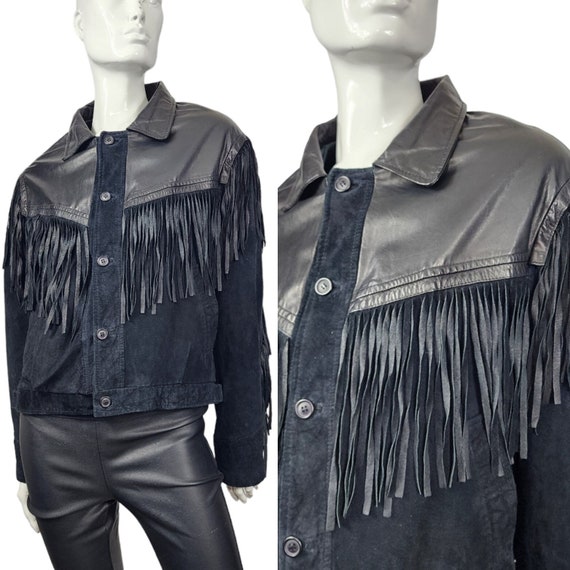 Vintage COSI L'UOMO Leather and Suede Fringe Jack… - image 1
