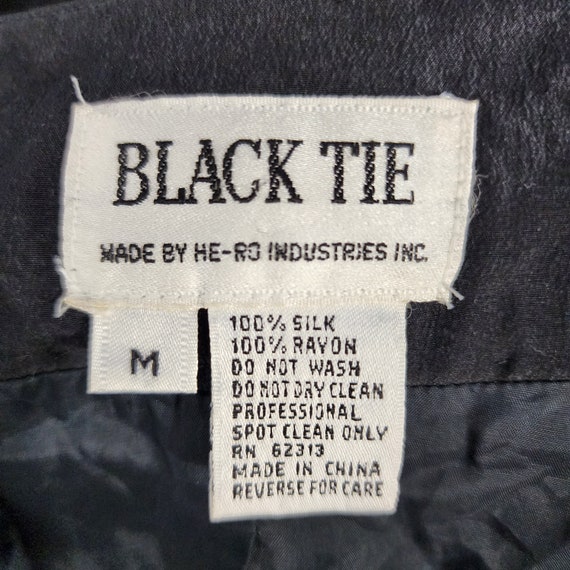 Vintage Black Tie Black Sequined Beaded Jacket M - image 5